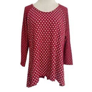 Tianello Size XL  Top Blouse Knit Long Sleeve Red